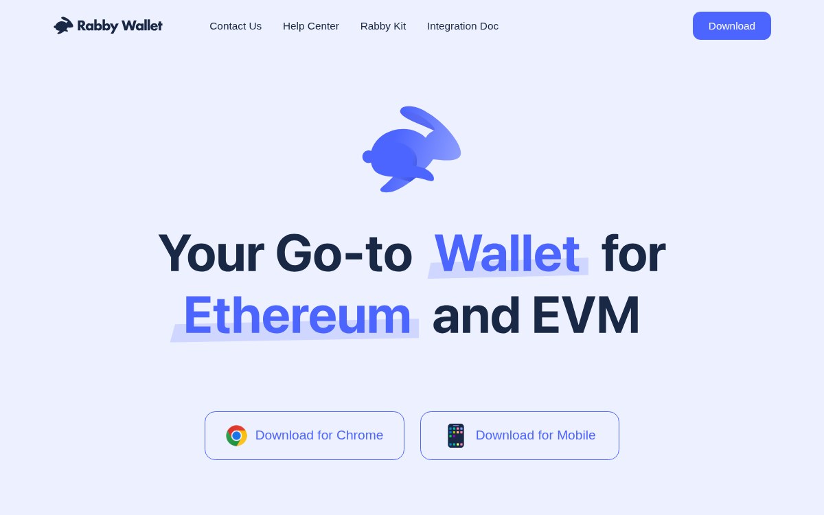 The Rabby Wallet website home page